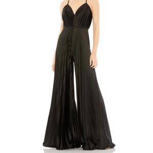 IEENA FOR MAC DUGGAL
Pleated Satin Wide Leg Jumpsuit In Black